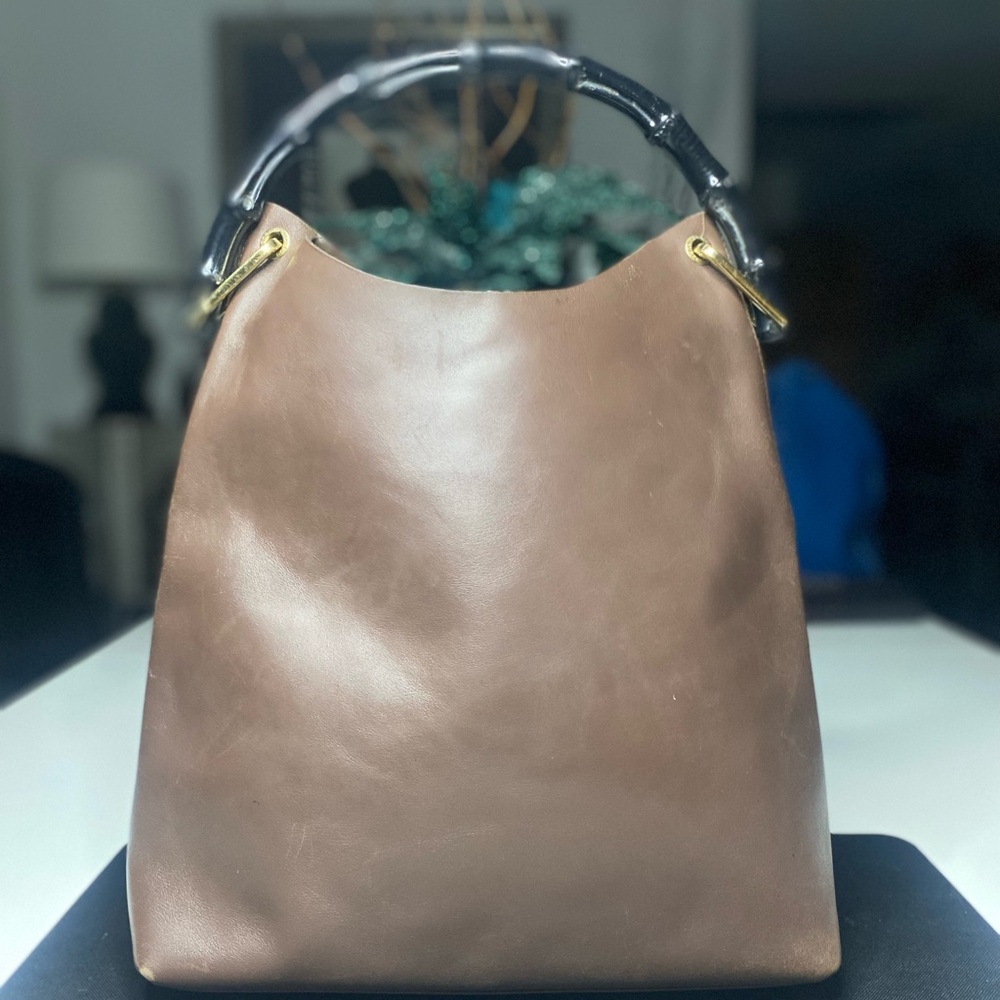 Gucci Brown Shoulder Bag with Black Handle